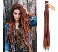 Dreadlock Extensions 24 Inch Synthetic Hippie Single Ended Dreads 10 Strands Ginger 0.6 cm Width Loc Extensions Reggae Style Crochet Hair for Women (350, SE Strands 10)