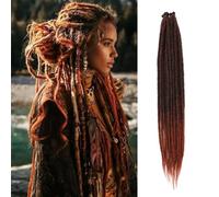 Dreadlock Extensions 24 Inch Synthetic Hippie Single Ended Dreads 10 Strands Ginger 0.6 cm Width Loc Extensions Reggae Style Crochet Hair for Women (1B/350, SE Strands 10)