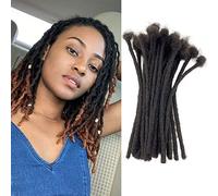Dreadlock Extensions Human Hair 12 Inch 0.4cm Thickness 20 Strands Locs Extensions Real Human Hair, Natural Black for Women Men Kids Full Handmade Permanent Locs Can Be Dyed and Bleached