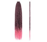 Dreadlocks faits à la main de 36 pouces, longues perruques synthétiques tissées à la main de 0,6 cm de largeur Wear and Go(1BTPINK#)