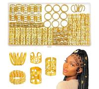 Dreadlocks Perle Cheveux Métal Réglable Vikings Spiral Coils, 110 Pièces Bijoux Cheveux Tresse Doré, Bague Cheveux Anneau Cheveux pour Hommes/Femmes Cheveux Décoration und Accessoires de Coiffure