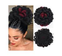 Dreadlocks synthétiques Afro Puff Hair Chignon Faux Locs Clip In Drawstring Pony Tail Postiches(1B-BUG)