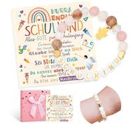 Dreaku Cadeau pour les filles qui commencent l'école en 2025 - bracelet écolière avec coffret cadeau carte de vœux, porte-bonheur pour fille qui commence l'école, coffret cadeau écolière 2025