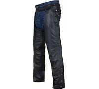 Dream Apparel Chaps de moto en cuir noir pour homme et femme avec doublure zippée, pantalon de cowboy avec quatre poches, noir, Small