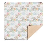 Dream Aquarelle Baby Elephant Grand tapis de gym et d'activités pour le sol Imperméable pour bébés et tout-petits 127 x 127 cm