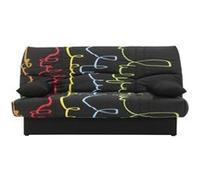 DREAM Banquette clic clac 3 places - Motif graffiti - Slyle contemporain - L 190 x P92 cm gris