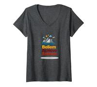 Dream Beliem réussit à réussir en Montagne T-Shirt avec Col en V, Femme, Chiné Foncé, XL