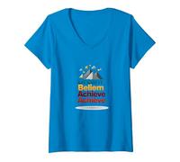 Dream Beliem réussit à réussir en Montagne T-Shirt avec Col en V, Femme, Saphir, L