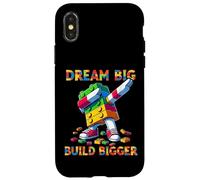 Dream Big Build Bigger Funny Blocks Bricks Master Builder Coque pour iPhone X/XS