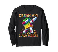 Dream Big Build Bigger Funny Blocks Bricks Master Builder Manche Longue