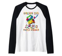 Dream Big Build Bigger Funny Blocks Bricks Master Builder Manche Raglan