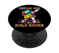 Dream Big Build Bigger Funny Blocks Bricks Master Builder PopSockets PopGrip Adhésif
