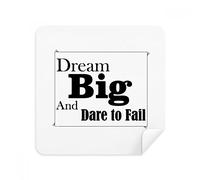 Dream Big et Inscription Dare to Fail Lunettes Chiffon de Nettoyage Nettoyant pour écran de téléphone en Daim Tissu 2 pcs