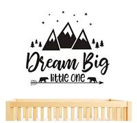 Dream Big Little One - Stickers muraux en vinyle pour chambre d'enfant - Y07 noir 57x51cm