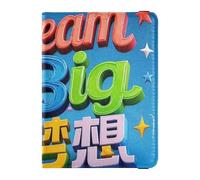 Dream Big Slogan Star Portefeuille de voyage décoratif en cuir pour femme Étui de protection pour passeport Bleu, Dream Big Slogan Star Bleu, 1 size
