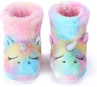 Dream Bridge Chaussons Maison pour Enfants Bottes en Peluche pour les Filles, Licorne Multicolore, 25/26 EU
