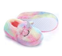 Dream Bridge Pantoufles en peluche pour filles et garçons Chaussures en forme de licorne multicolore, licorne rose, 32 EU