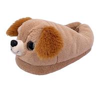 Dream Bridge Pantoufles pour enfants, chaussons en peluche d'hiver pour tout-petits,Orange Chien aux grands yeux, 27/27.5 EU