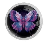 Dream Butterfly Lot de 4 boutons et poignées de placard ronds blancs 35 mm pour quincaillerie de meubles d'armoire - Deux tailles de vis incluses