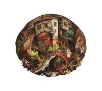 Dream Castle Bonnet de douche pour femme, imperméable, réutilisable, avec cordon élastique lavable, adapté aux cheveux longs et aux tresses, idéal pour la douche.