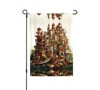 Dream Castle Drapeau de jardin imprimé double face (71,1 x 101,6 cm), drapeau de bienvenue pour les vacances saisonnières et extérieures