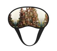 Dream Castle Masque de sommeil occultant avec imprimé château de rêve - Couvre-yeux confortable, réglable, parfait pour les voyages, la méditation et le camping