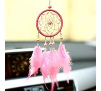 Dream Catcher avec Anneaux en Plumes Attrape-rêves Capteur de Rêves Handemade Couleur Naturelle Multi-style pour Décoration Maison Chambre et Voiture, Rose