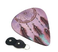 Dream Catcher Lot de 6 médiators avec étui en cuir pour guitare électrique, ukulélé 0,71 mm