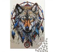 Dream Catcher Wolf Puzzle Adulte De 1000 Pièces, 52x38cm/1000pcs, pour des Moments Calmes sans Écran; Carton Blanc Lisse Et Facile À Trier