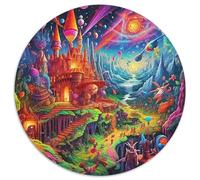 Dream ChâteauPuzzle en Bois 1000 Pièces pour Adultes Et Enfants Rond fantaisieDécorations Familiales À Défi Créatif Stimulant1000pcs (67.5x67.5cm)
