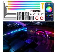 Dream+color Kit d’éclairage LED sans fil pour intérieur de voiture en acrylique, RGB 10-en-1 - 444,5 cm