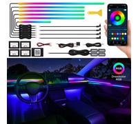 Dream+color Kit d'éclairage 593 LED pour intérieur de voiture avec application sans fil, 14-en-1 - 444,5 cm