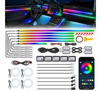 Dream+color Kit d'éclairage 593 LED pour intérieur de voiture en acrylique avec application sans fil, 22-en-1 - 444,5 cm