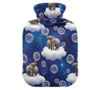 Dream Elephant Cloud Bouillotte bleu marine avec housse souple chauffe-mains et pieds pour crampes menstruelles Soulagement de la douleur Taille S