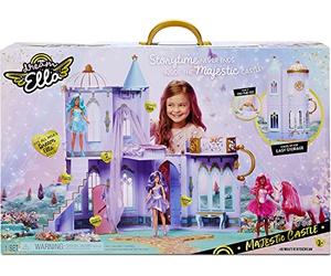 Dream Ella MGA's Château majestueux - Château à 2 étages Mobile - Convient aux poupées Mannequin de 29 cm - avec des Portes fonctionnelles, des Meubles & Accessoires, 3 Ans +