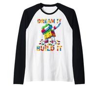Dream It Build It Funny Blocks Bricks Toy Master Builder Manche Raglan