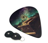 Dream Music Box Lot de 6 médiators avec porte-médiators en cuir pour guitare électrique, ukulélé 0,46 mm