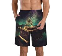 Dream Music Box Short de bain pour homme à séchage rapide avec poches et cordon de serrage, blanc, Medium