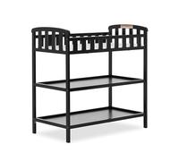 Dream On Me Emily Table à langer noire, livrée avec matelas à langer de 2,5 cm, dispose de deux étagères, station à langer portable, fabriquée en pin de Nouvelle-Zélande durable