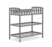 Dream On Me Table à langer Emily gris acier, livrée avec matelas à langer de 2,5 cm, dispose de deux étagères, station à langer portable, fabriquée en pin de Nouvelle-Zélande durable
