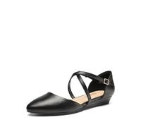 DREAM PAIRS Ballerines Femme à Bout Pointu avec Bride Croisée, Petit Talon Compensé Confortable, Chaussures Élégantes pour Bureau et Occasions Habillées,Size 40.5,Noir-PU,SDFA2402W