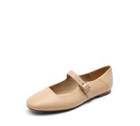 DREAM PAIRS Ballerines Femme Mary Jane à Bout Carré, Chaussures Plates Confortables à Enfiler pour Bureau, Travail, Sorties ou Tenue Quotidienne,Size 39,Nu,DWUMFA2520