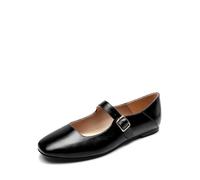DREAM PAIRS Ballerines Femme Mary Jane à Bout Carré, Chaussures Plates Confortables à Enfiler pour Bureau, Travail, Sorties ou Tenue Quotidienne,Size 38,Noir-Huile,DWUMFA2520