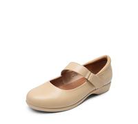 DREAM PAIRS Ballerines Femme Mary Jane Confortables à Petit Talon, Chaussures Plates avec Bride Ajustable pour Travail, Ville ou Quotidien,Size 38.5,Nu,SDFA2407W
