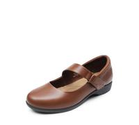 DREAM PAIRS Ballerines Femme Mary Jane Confortables à Petit Talon, Chaussures Plates avec Bride Ajustable pour Travail, Ville ou Quotidien,Size 40,Brun,SDFA2407W