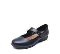 DREAM PAIRS Ballerines Femme Mary Jane Confortables à Petit Talon, Chaussures Plates avec Bride Ajustable pour Travail, Ville ou Quotidien,Size 38,Marine,SDFA2407W