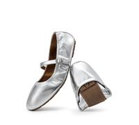 DREAM PAIRS Ballerines Femme Mary Jane Pliables Bout Carré Chaussures Plates Confortables pour Voyage et Usage Quotidien,Size 37,Argent,DWUMFA2534