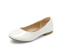 DREAM PAIRS Ballerines Fille Confortables à Enfiler,Blanc/Pat,37.5