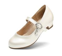 DREAM PAIRS Ballerines Filles Mary Jane Chaussures de Princesse Chaussures de Communion Chaussures d'école,Size 32,Ivoire/PU,KFL219