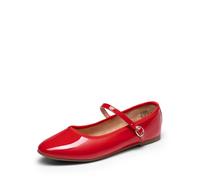 DREAM PAIRS Ballerines Mary Jane Femme Classiques, Chaussures Plates Confortables à Enfiler, Style Élégant et Polyvalent pour Travail et Quotidien,Size 41,Rouge-Pat,SDFA2441W